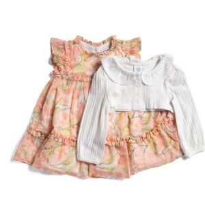 NWT Cupcakes and Cashmere Girls 2 Piece Floral Dress with Sweater Set